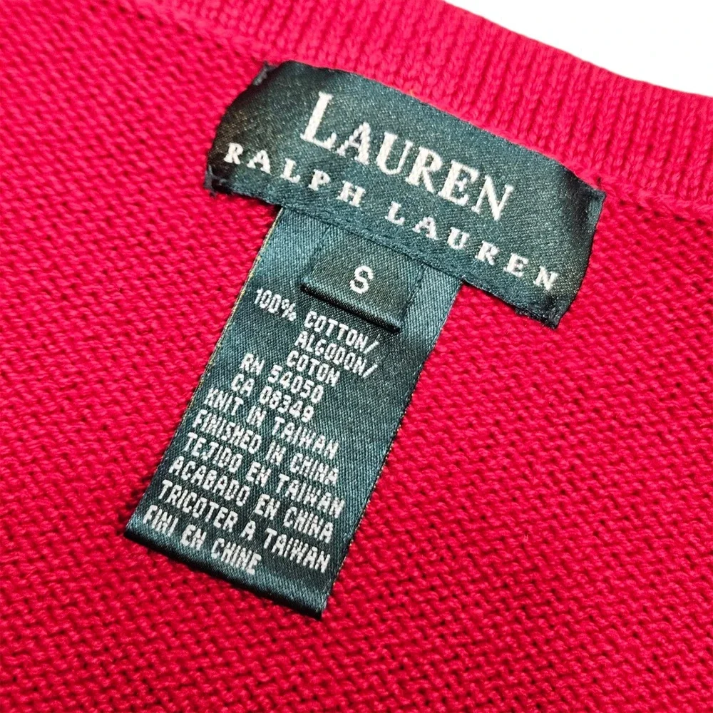 Lauren Ralph Lauren Vintage 90s 1967 Anchor Stripe Knit Top Nautical Red White S